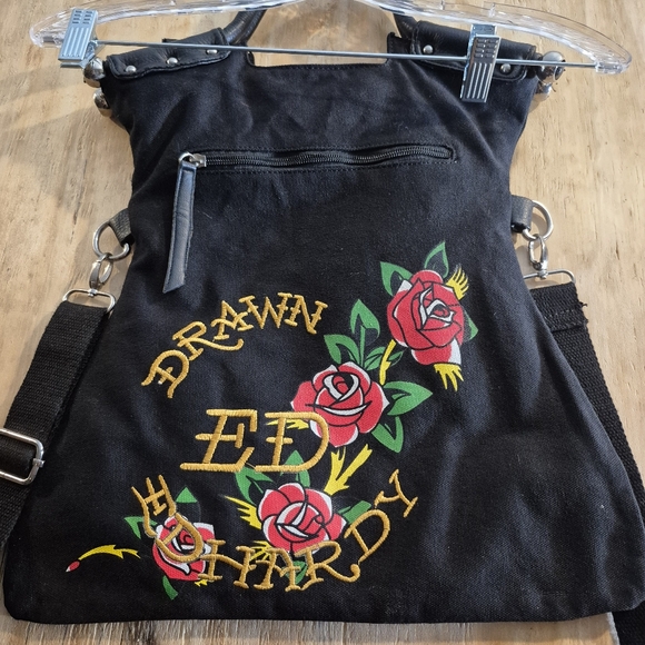 Vintage Ed Hardy Black Skull Tote/Messenger Bag - Picture 3 of 16
